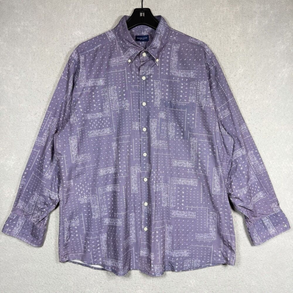 Proper Cloth Button Down Shirt Men’s XL Geometric Pattern Paisley Long Sleeve